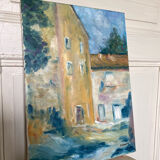 Contemporary painting colorful village