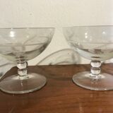 5 champagne glasses engraved in crystal