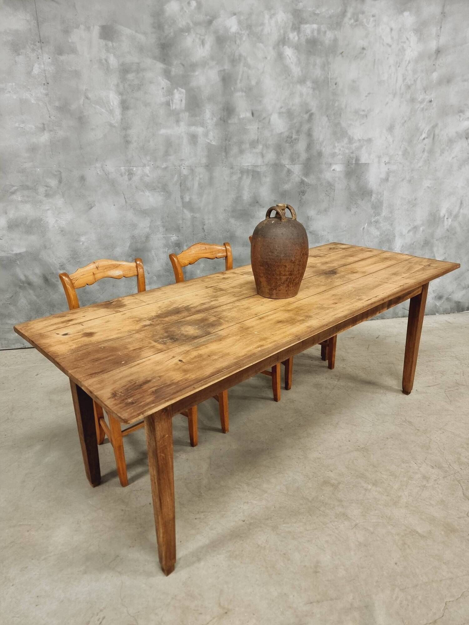 Antique Farmhouse Table French Dining Table in Chestnut Wood 80x200