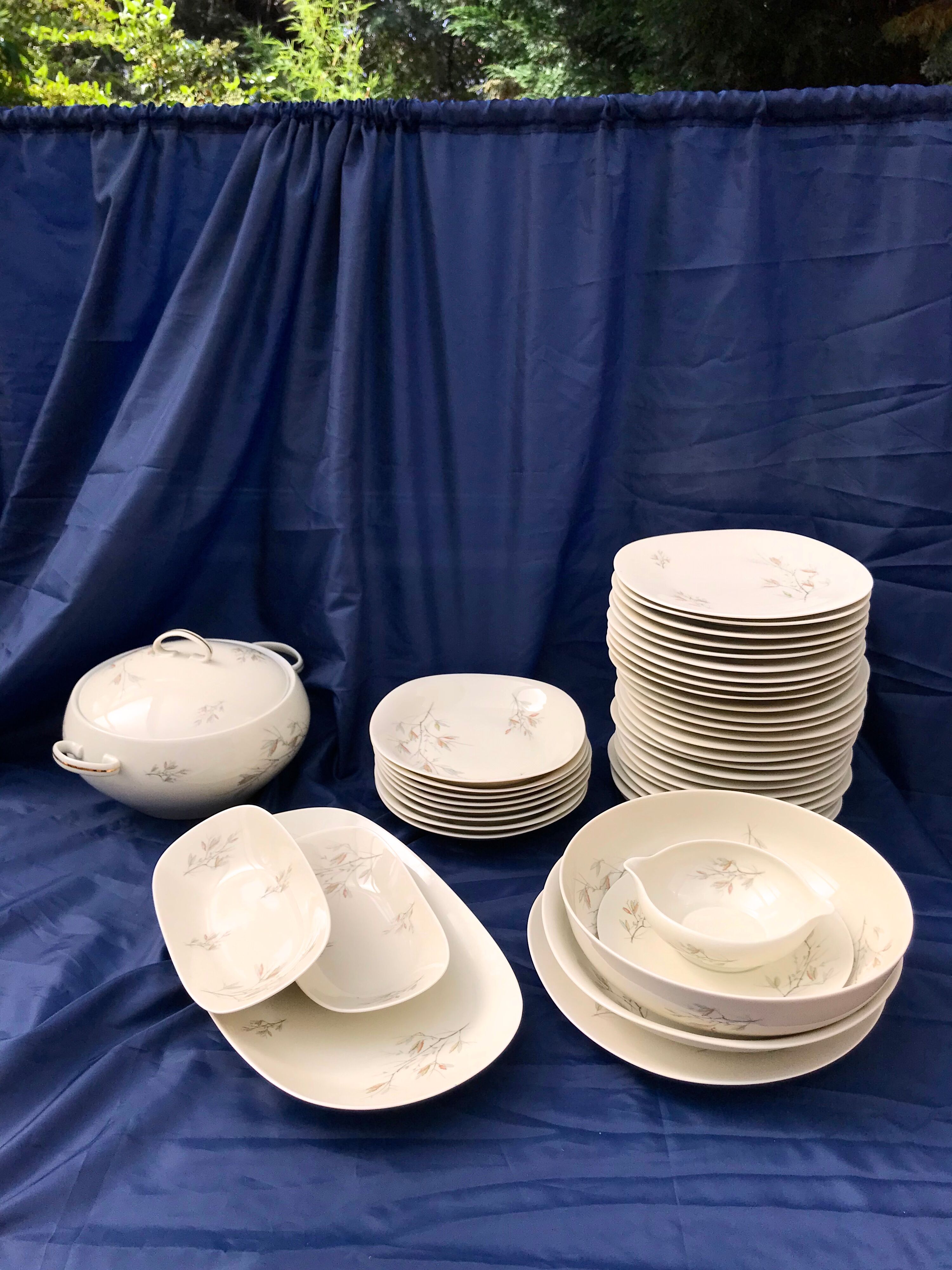 Vintage service porcelain Limoges 37 pieces france limoges unic beige gray gold