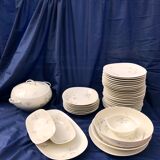 Vintage service porcelain Limoges 37 pieces france limoges unic beige gray gold