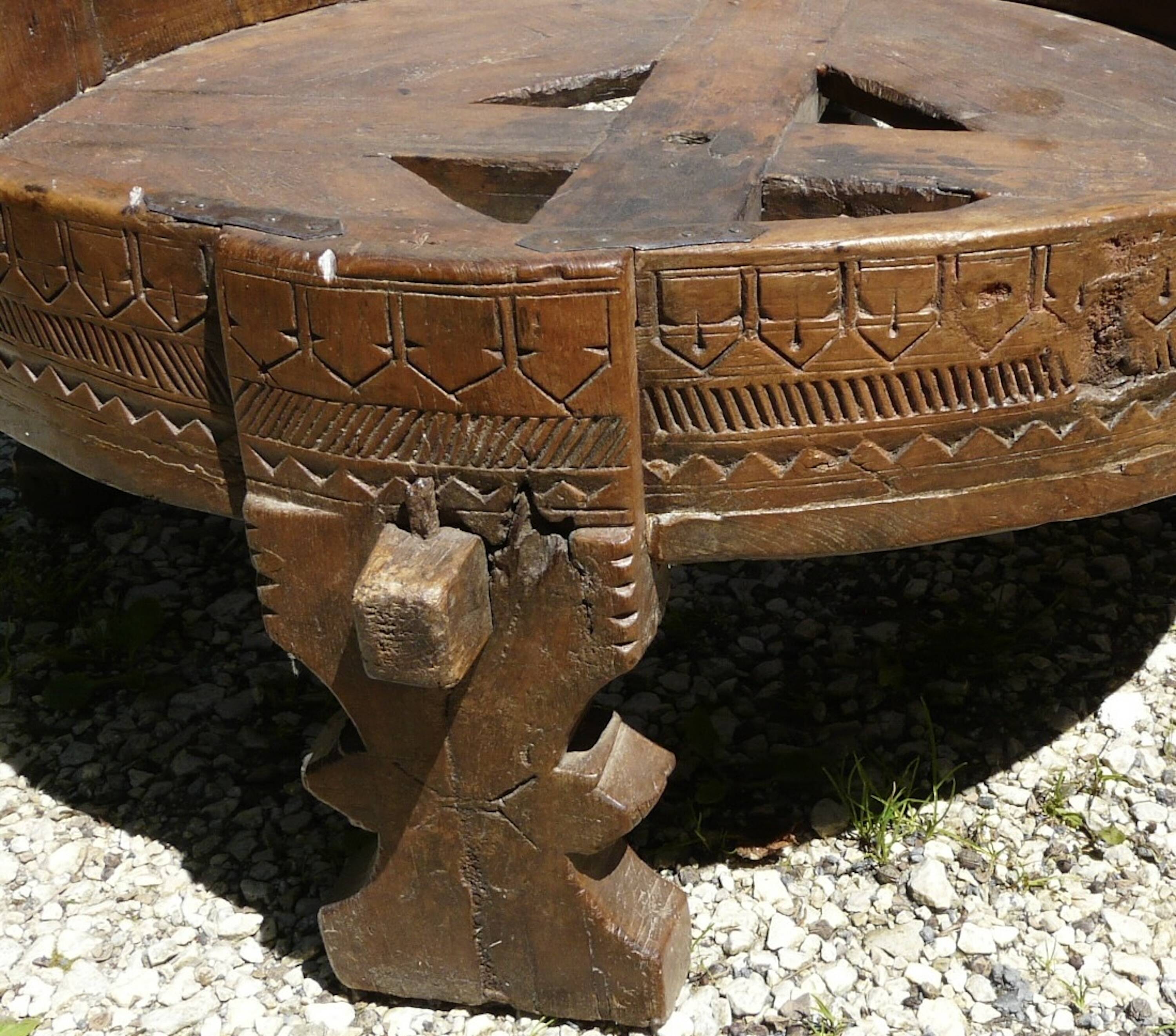 19th Century Indian Carved Coffee Table - Folk Art