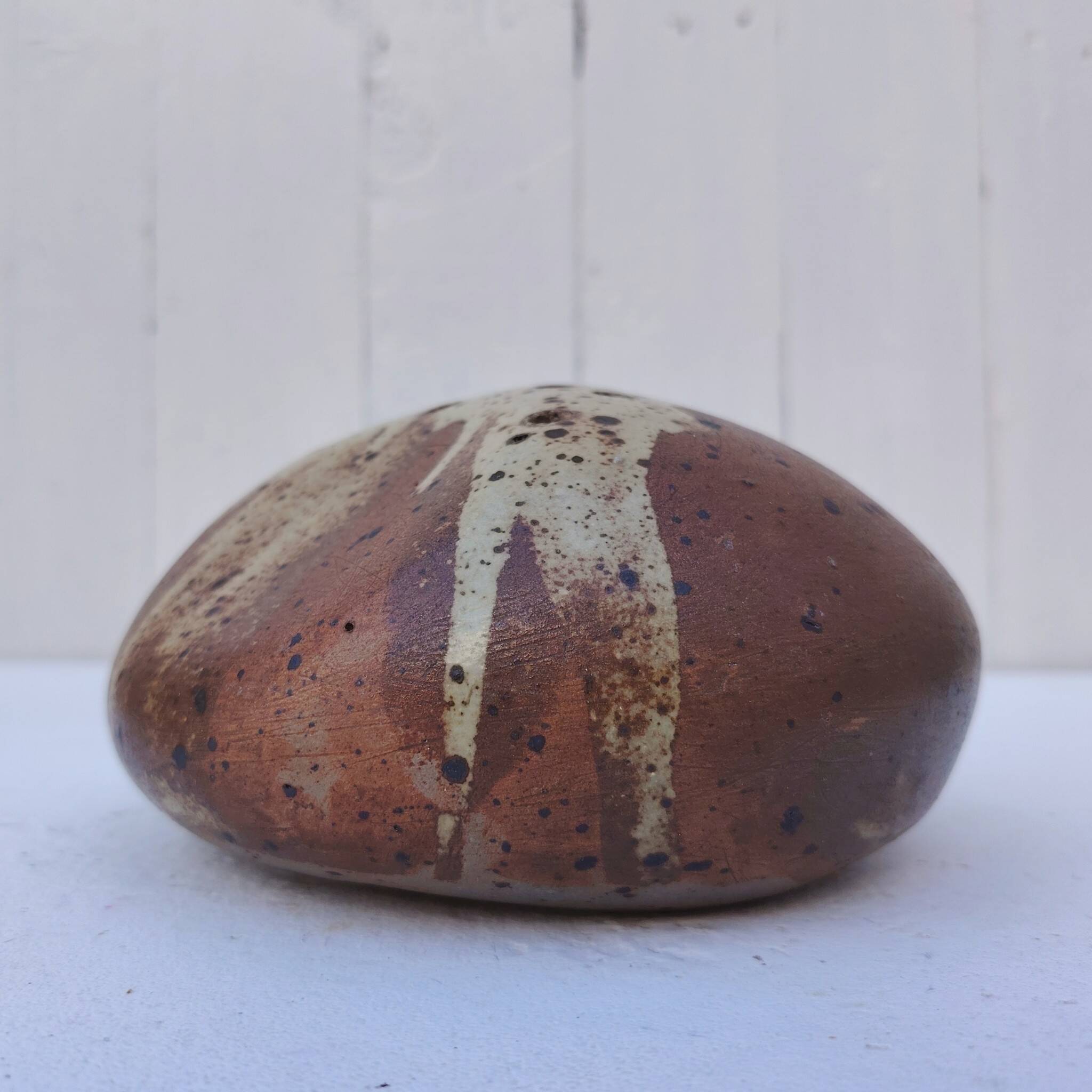 Flower vase, pyrite stoneware, signed, vintage