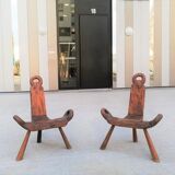 Paire de tabourets de traite brutalistes