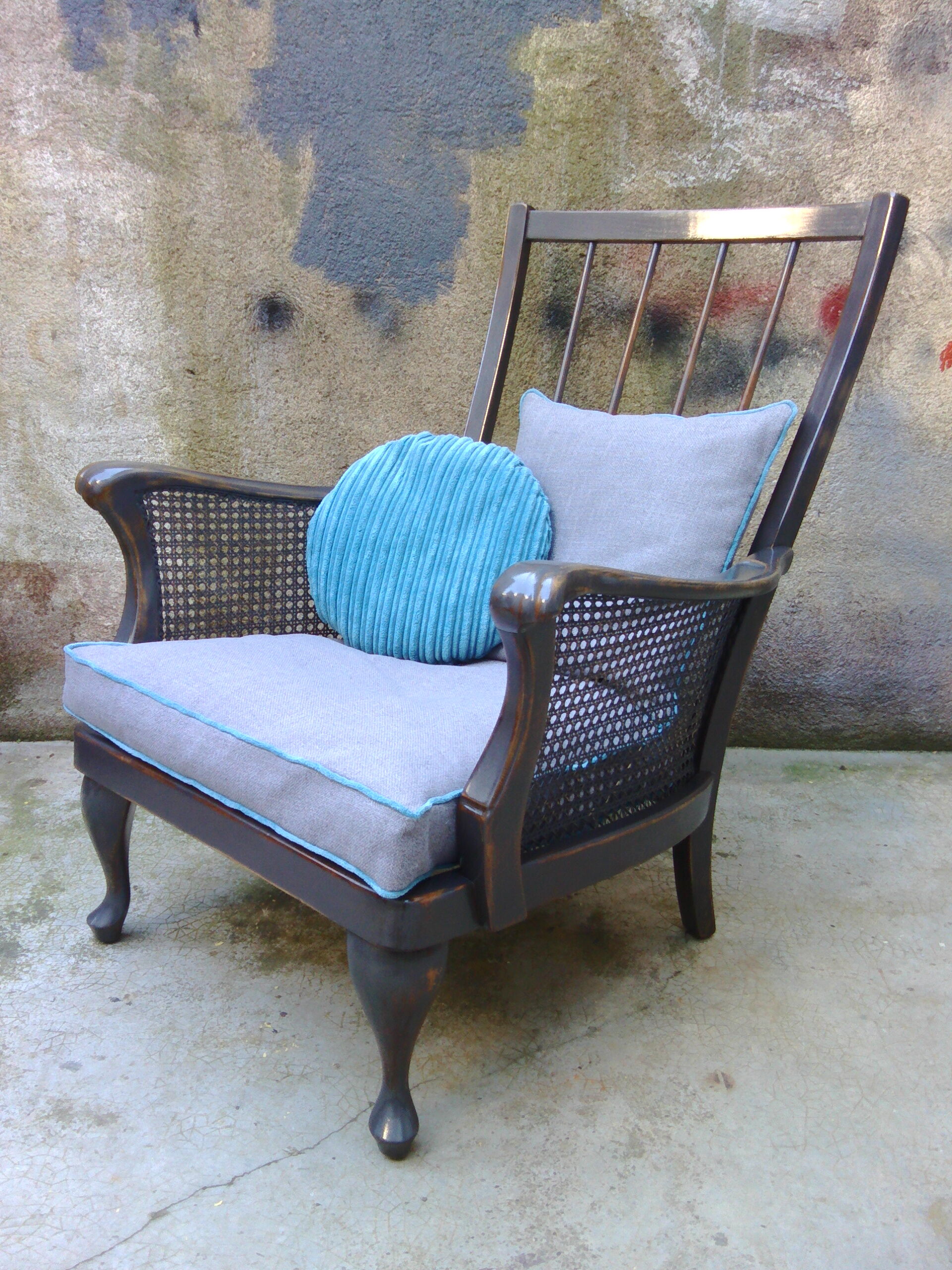 1950s vintage wooden armchair and caning