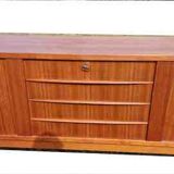 Scandinavian teak curtain sideboard, 4 drawers circa 1960