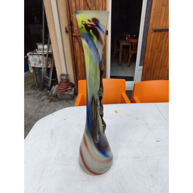 Vase in glass paste and bronze by F. Silviy