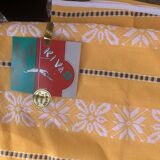 Nappe basque et 6 serviettes en coton orange kiva vintage