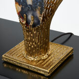 Rare brass lamp stones by Henri Fernandez for Maison Honoré 1970