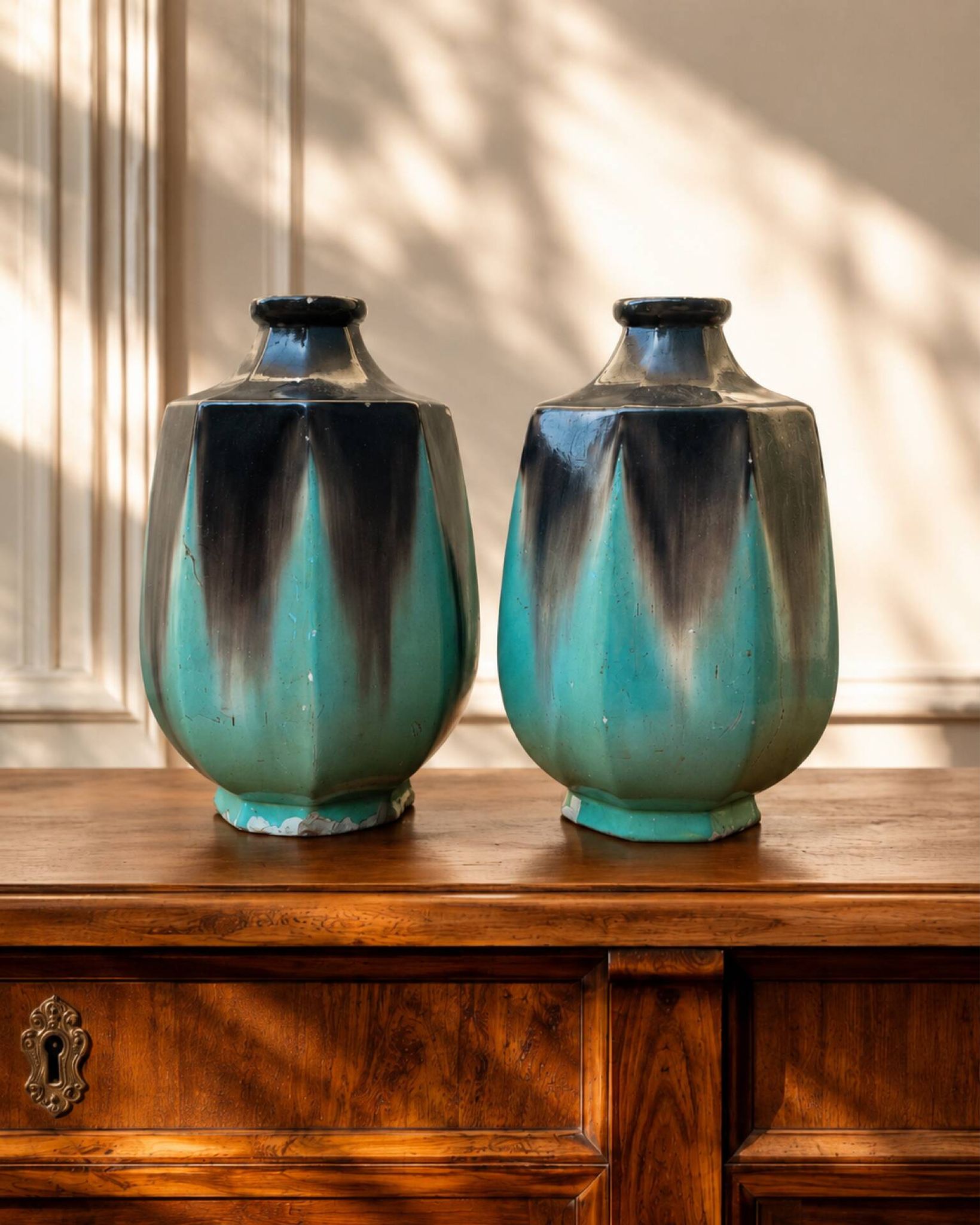 Pair of Art Deco ceramic vases from around 1930.