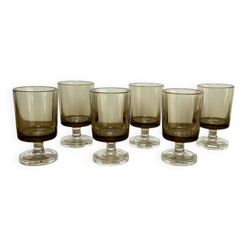 6 smoked liqueur glasses luminarc france
