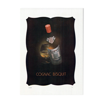 Affiche vintage années 30 Cognac Bisquit 30x40cm