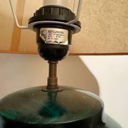 80s faux malachite ceramic lamp