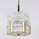 Kalmar Suspension Tambour Drum, Brass, Frosted Textured Glass, Austria, 1960s