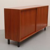 1960s walnut sideboard with sliding doors, 120cm