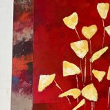 Golden flowers in a polka dot vase