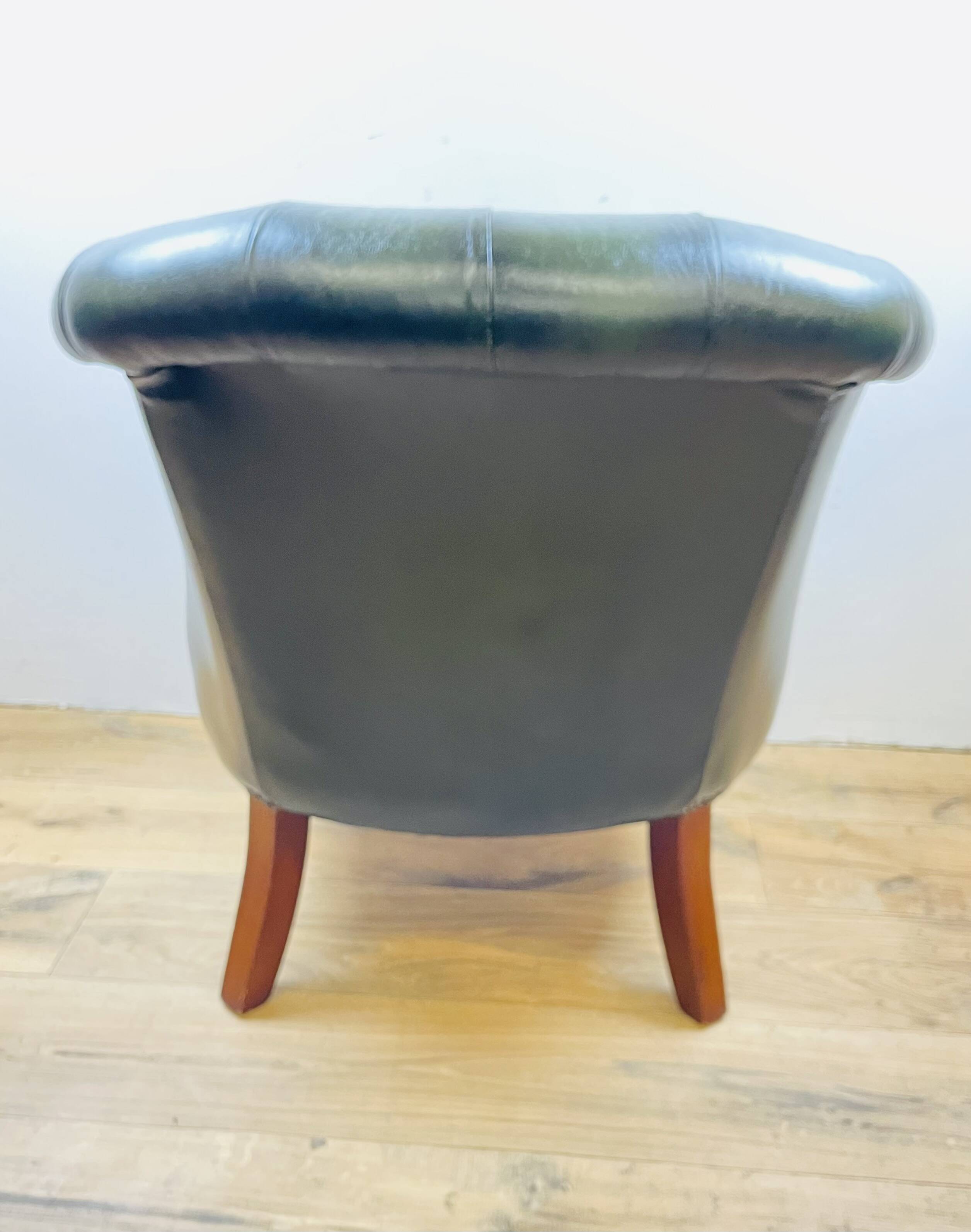 Chesterfield armchair in English green leather