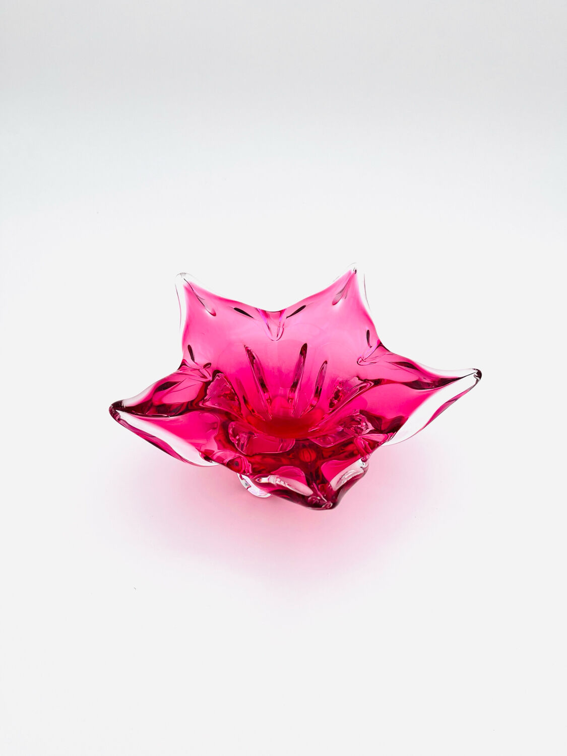Coupe Sommerso Josef Hospodka - Cristal de Bohême Rose -Circa 1960