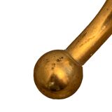 Brass tripod floor lamp with golden pompom lampshade 1960