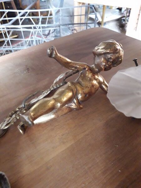 Hanging chandelier / bronze angel dore ep 1940/50