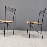 Vintage black metal and wicker italian bistro chairs.  Beautiful, elegant i