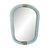 Miroir vénitien élégant en azur avec torciglione en verre de Murano.