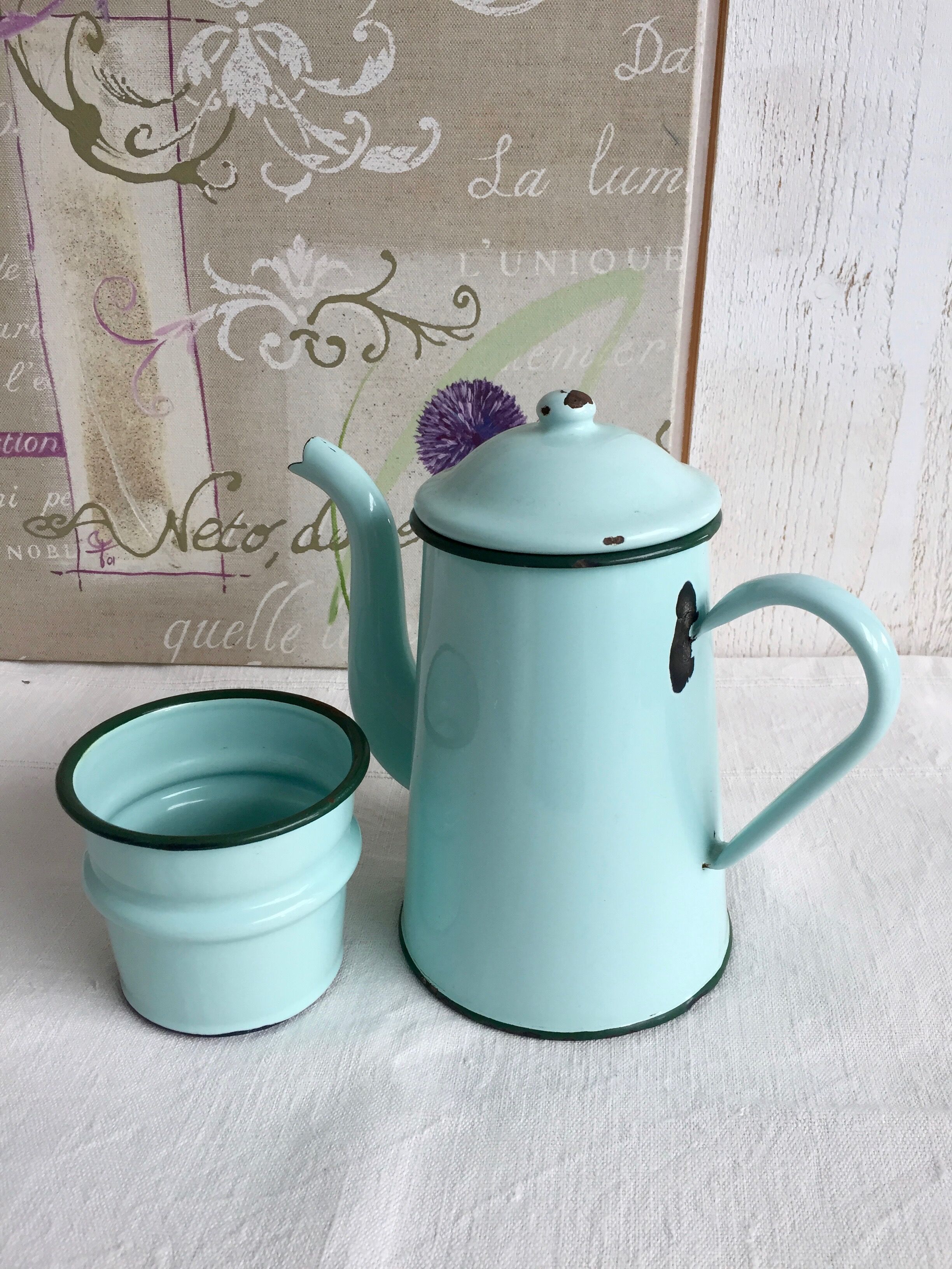 Mint enamelled coffee maker
