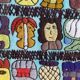 Native American tapestry, embroidered framed, colorful Mayan symbology, 84 cm
