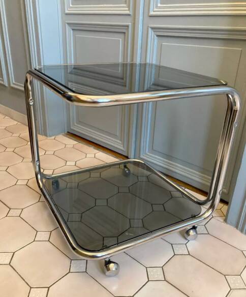 Table basse à double niveau des années 1970