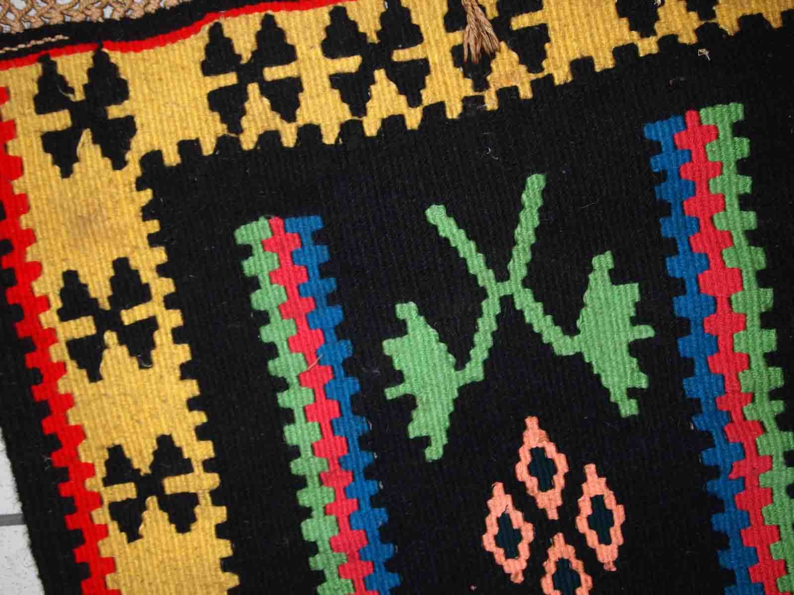 Vintage Turkish Anatolian handmade carpet 67cm X 135cm 1970s, 1C711