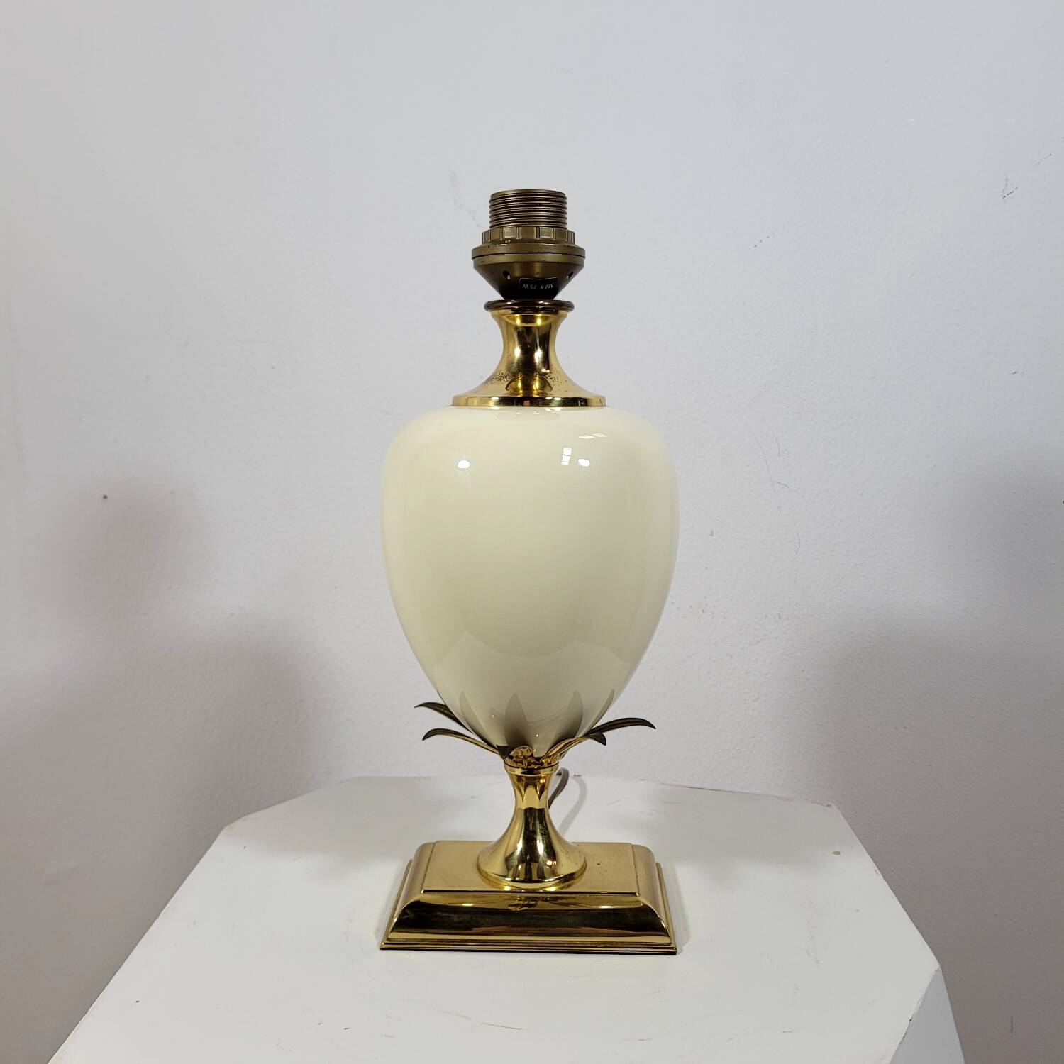 Vintage palm tree lamp base from Maison Lancel brass