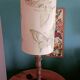 Turned wood lamp and silk lampshade