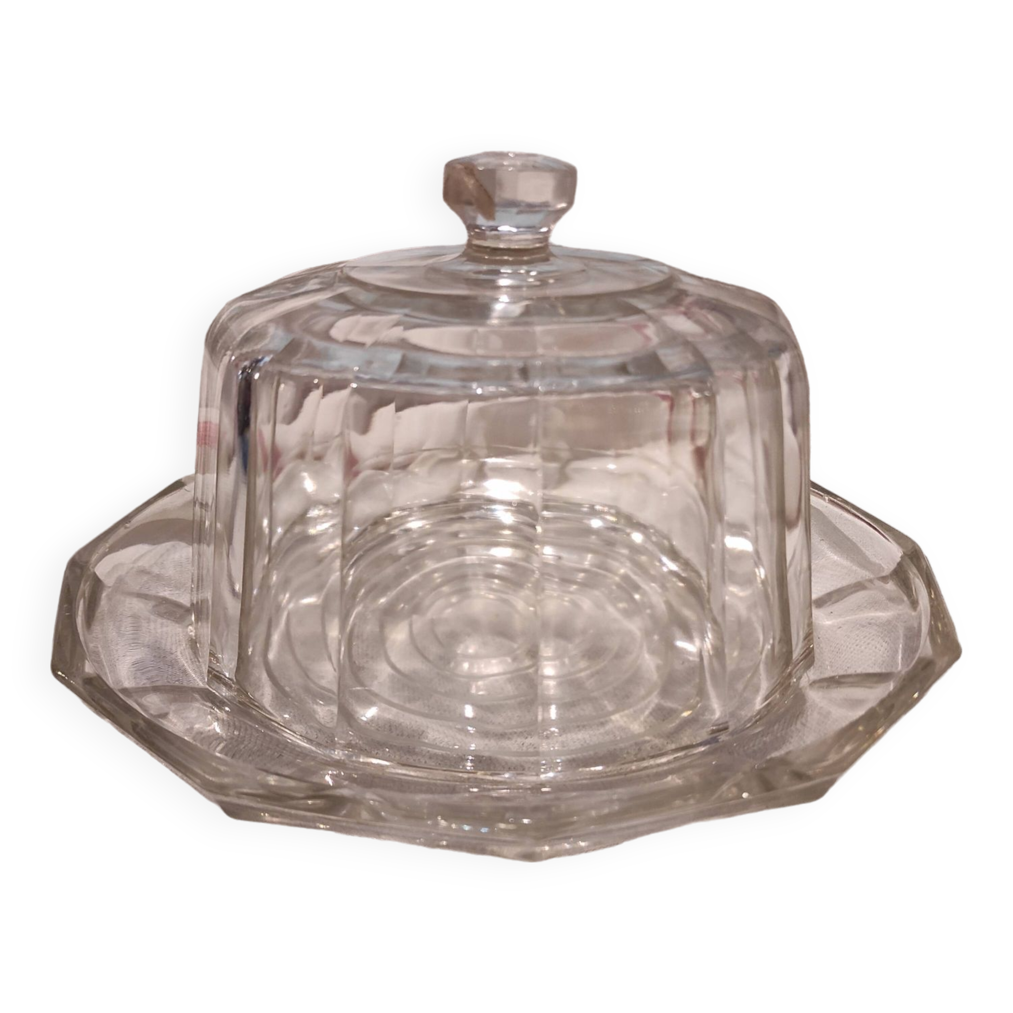 French vintage glass cheese dish