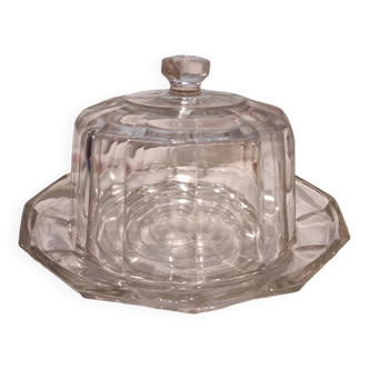 French vintage glass cheese dish