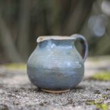 Blue glazed ceramic pitcher signed BB, vintage pitcher, small pitcher, cream pot, milk pot