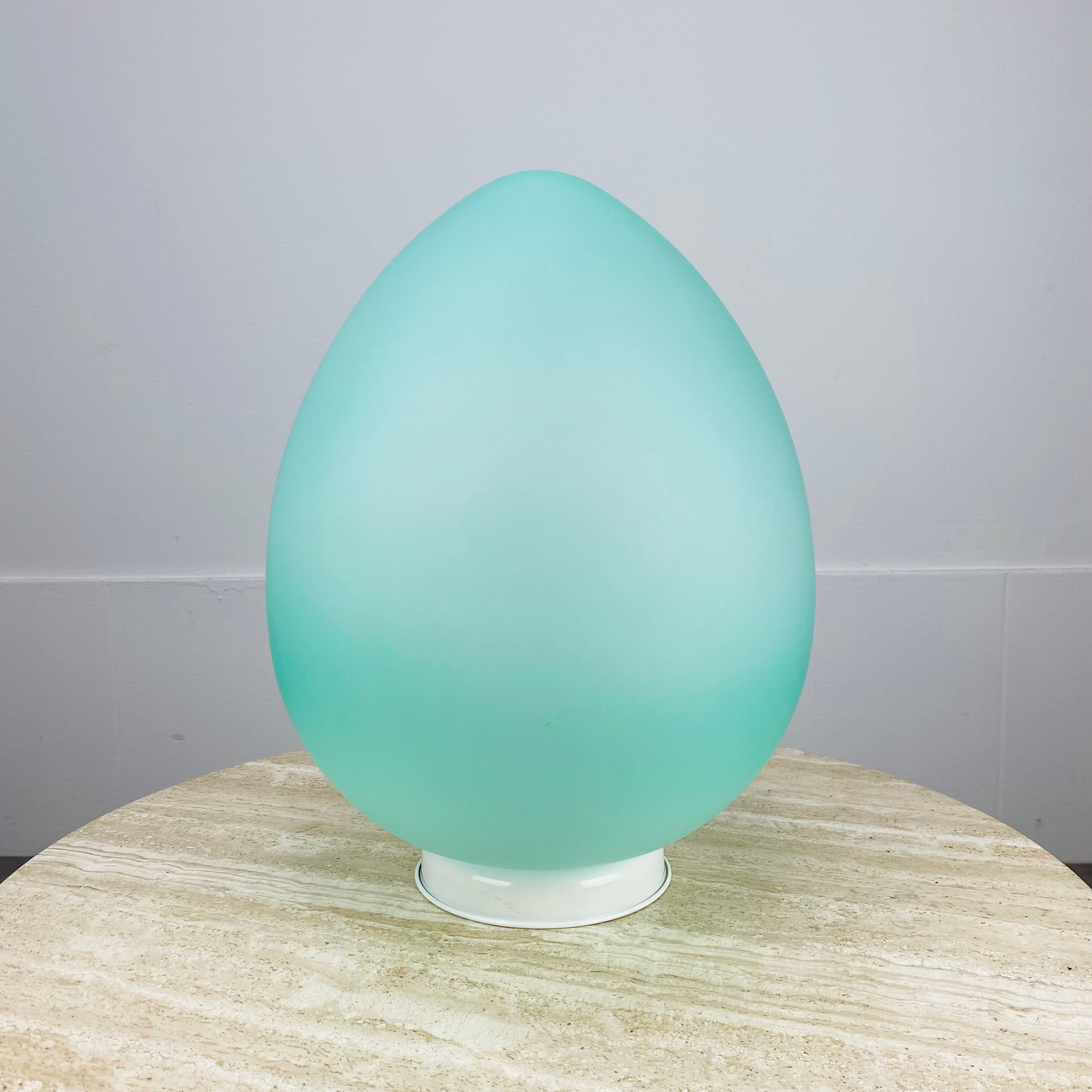 Egg lamp Domec pale green glass 70s