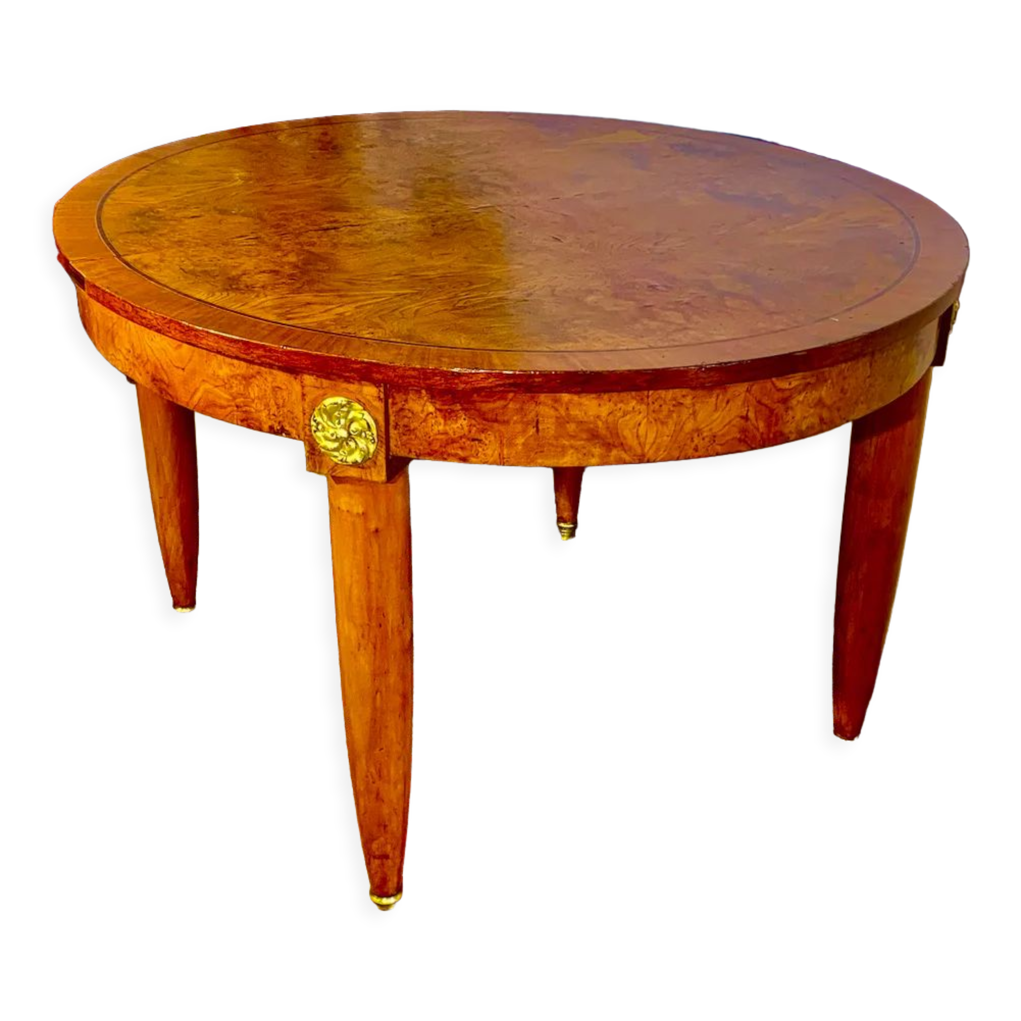 Oval table Art Deco period 1925, magnifying glass of Elm