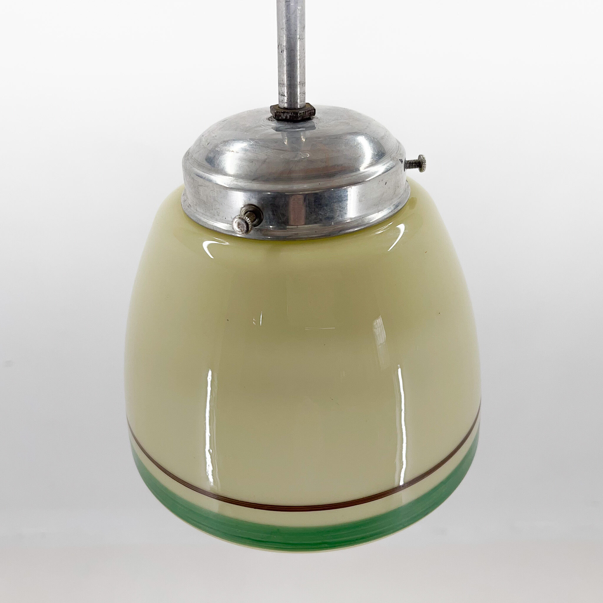 Art Deco Hand Painted Glass Pendant Light, 1930's