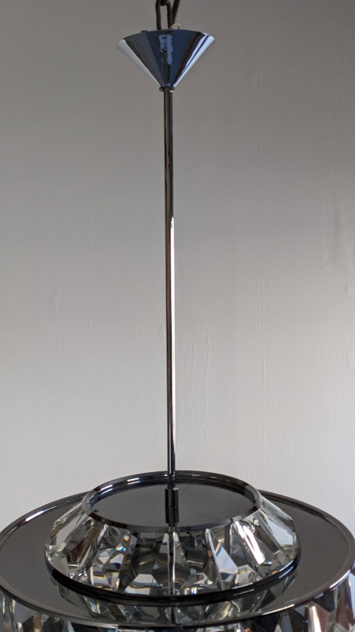 Lustre soucoupe en cristal Maison Kinkeldey, Autriche vers 1970
