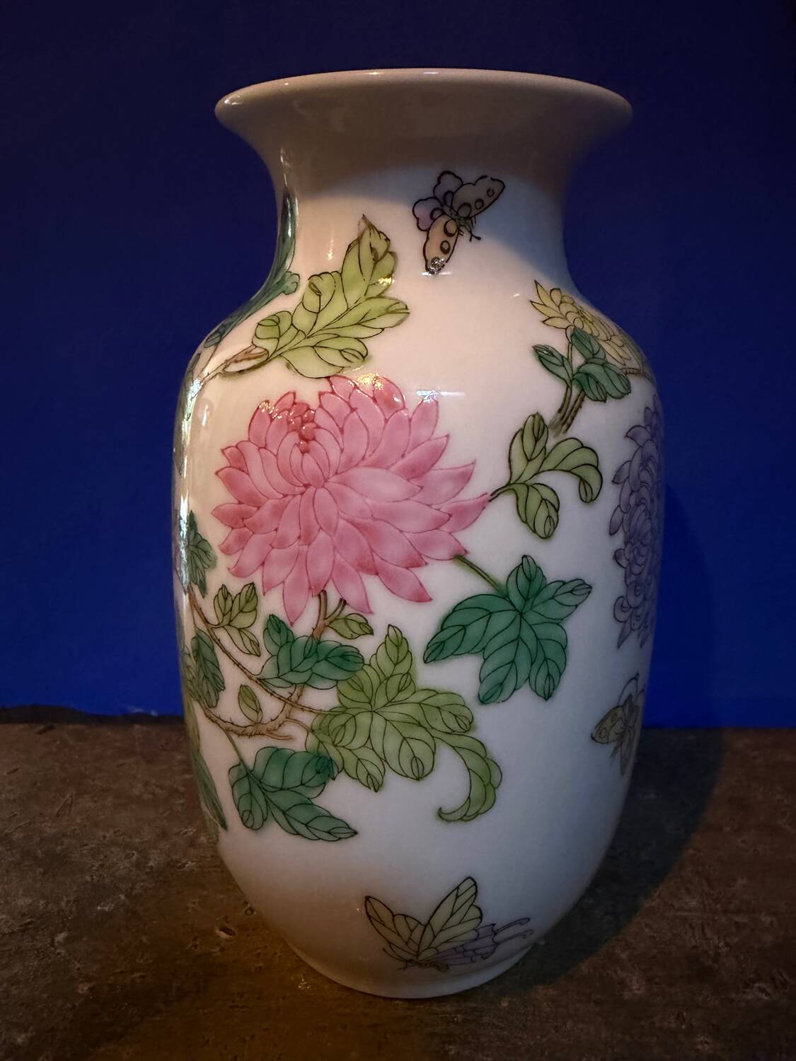 Chinese Vase with Chrysanthemums – "Famille Rose" Porcelain