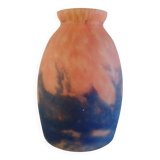 Tulip for chandelier or lamp - Orange blue purple marbled glass - Art Deco