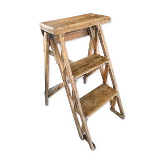 Wooden stepladder 3 vintage steps