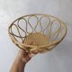 metal fruit bowl in imitation rattan and caning vintage design
