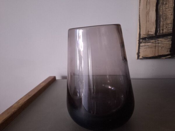 Vase en verre soufflé maître verrier  Claude Morin , 1978