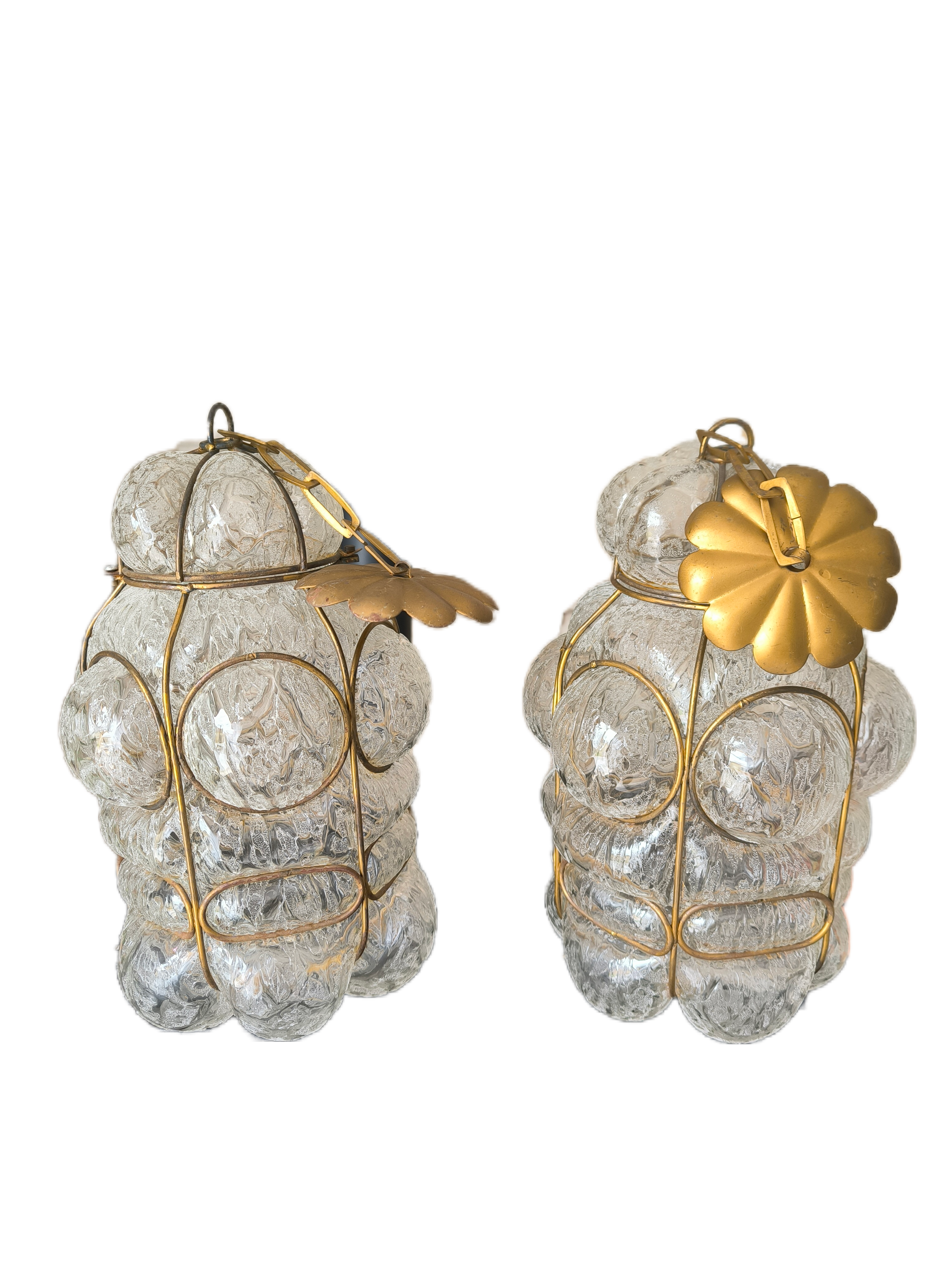 Pair of Venetian Lanterns in Blown Murano Glass