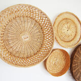 Wall composition of 7 wicker baskets