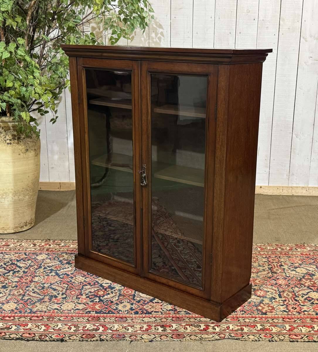 19th-century English mahogany display cabinet