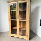 Glass cabinet or display case in pine 1950