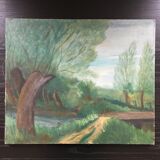 Green countryside landscape board