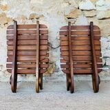 Pair of vintage folding chairs with slats, 1950-1960